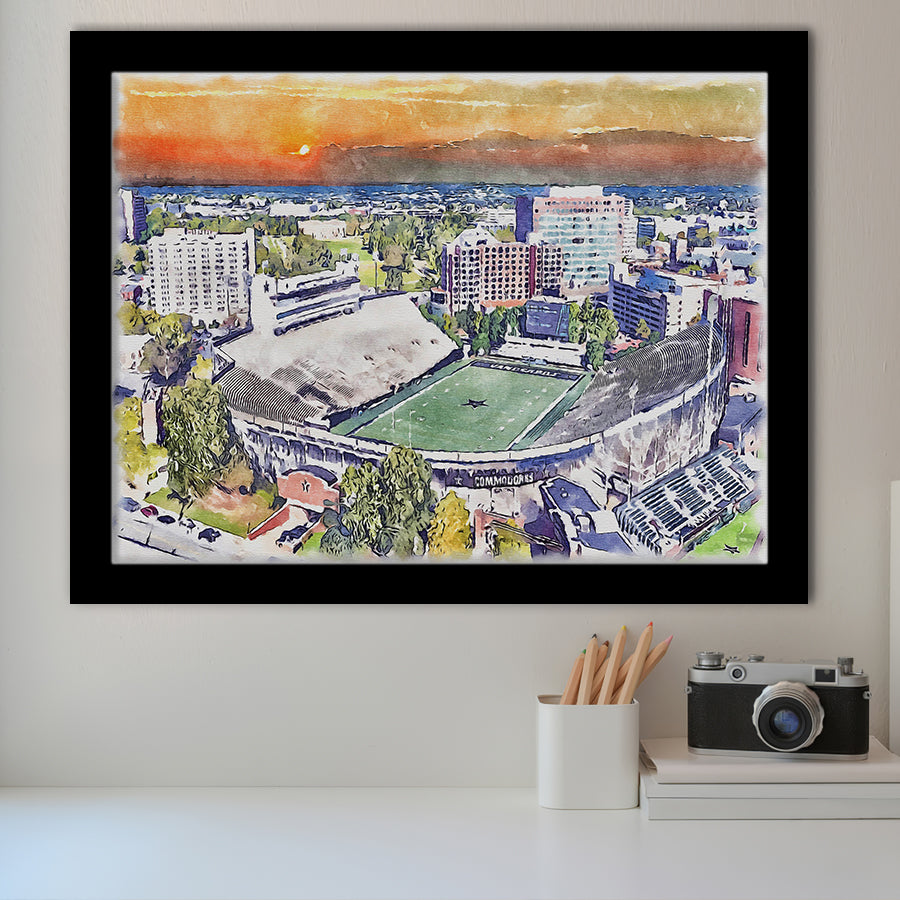 Vanderbilt Commodores Vanderbilt Stadium at Dudley Field Watercolor, Sport Prints Fan Gift, Framed Art Prints Wall Art Decor