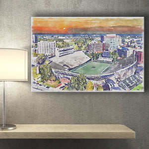 Vanderbilt Commodores Vanderbilt Stadium at Dudley Field Watercolor, Sport Art Prints Fan Gift, Canvas Prints Wall Art Decor