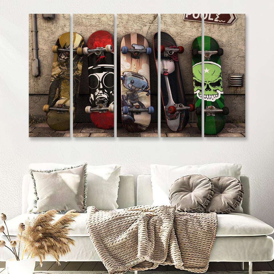 Vanz Skate 5 Pieces B Canvas Prints Wall Art - Painting Canvas, Multi Panels,5 Panel, Wall Decor
