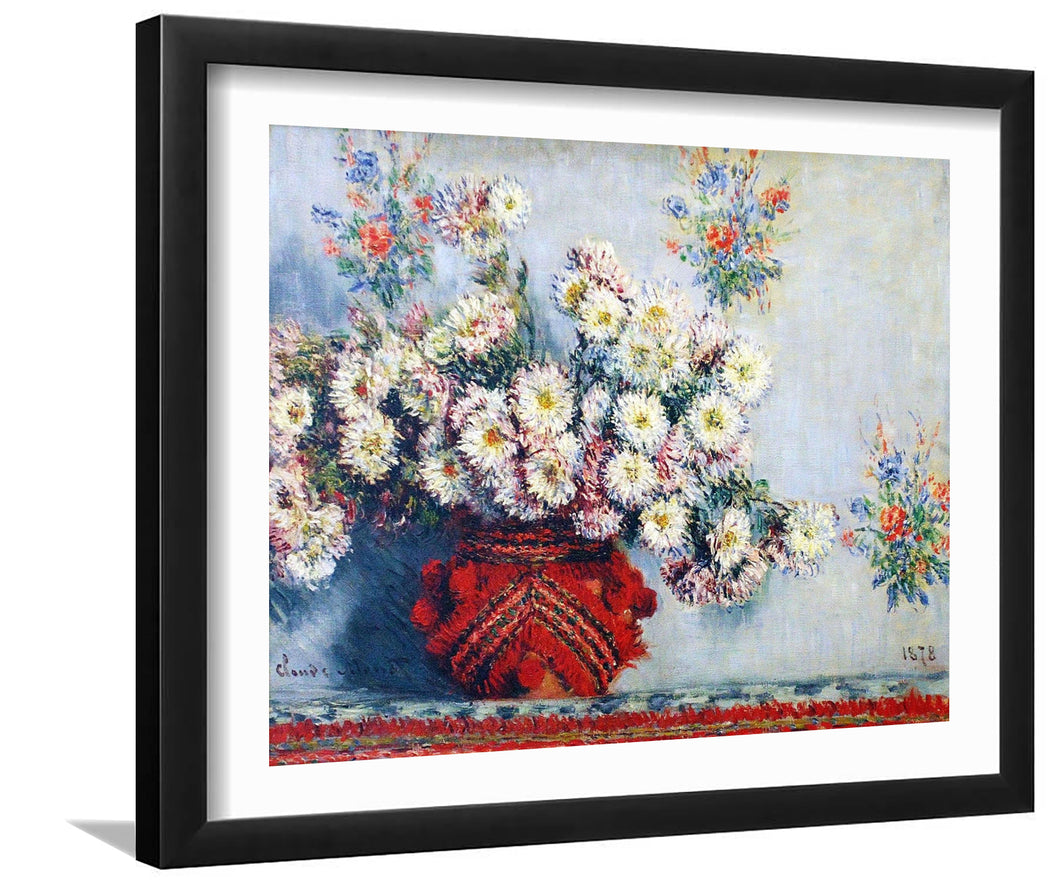 Vase With Chrysanthemums By Claude Monet-Canvas art,Art Print,Frame art,Plexiglass cover