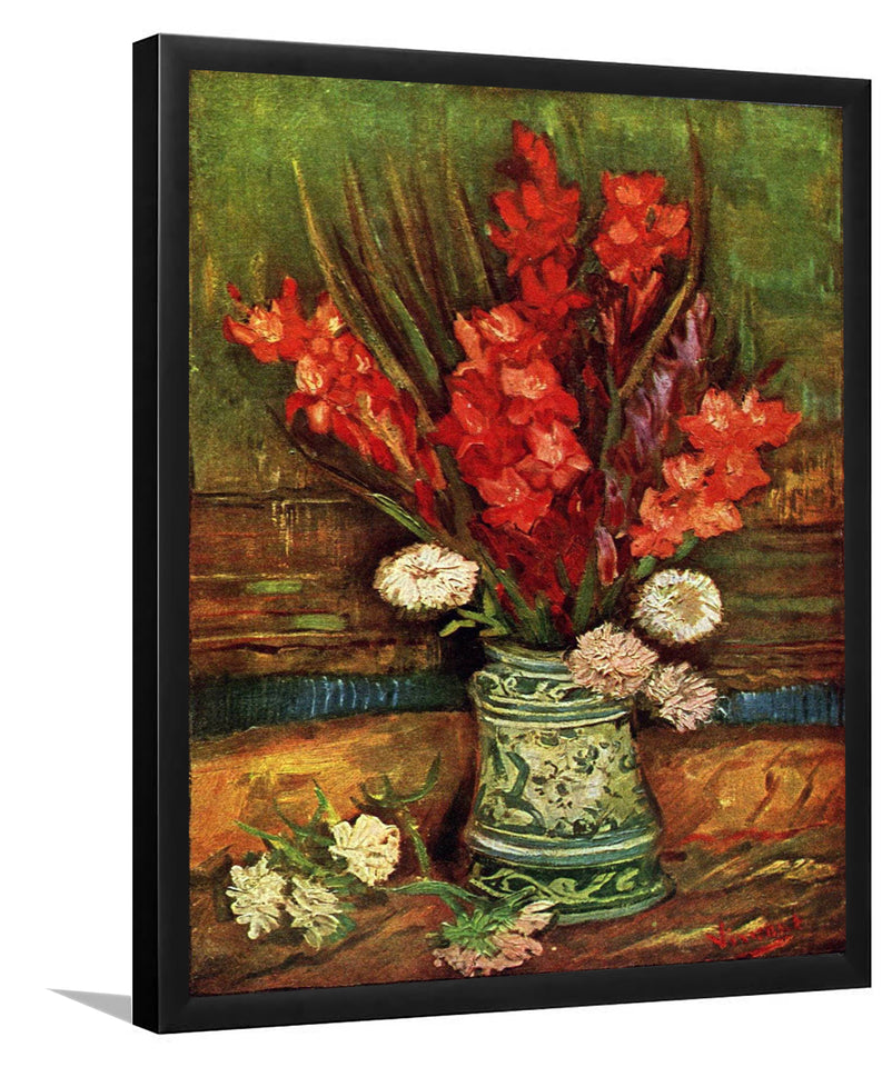 Vase With Red Gladioli By Vincent Van Gogh-Art Print,Frame Art,Plexiglass Cover