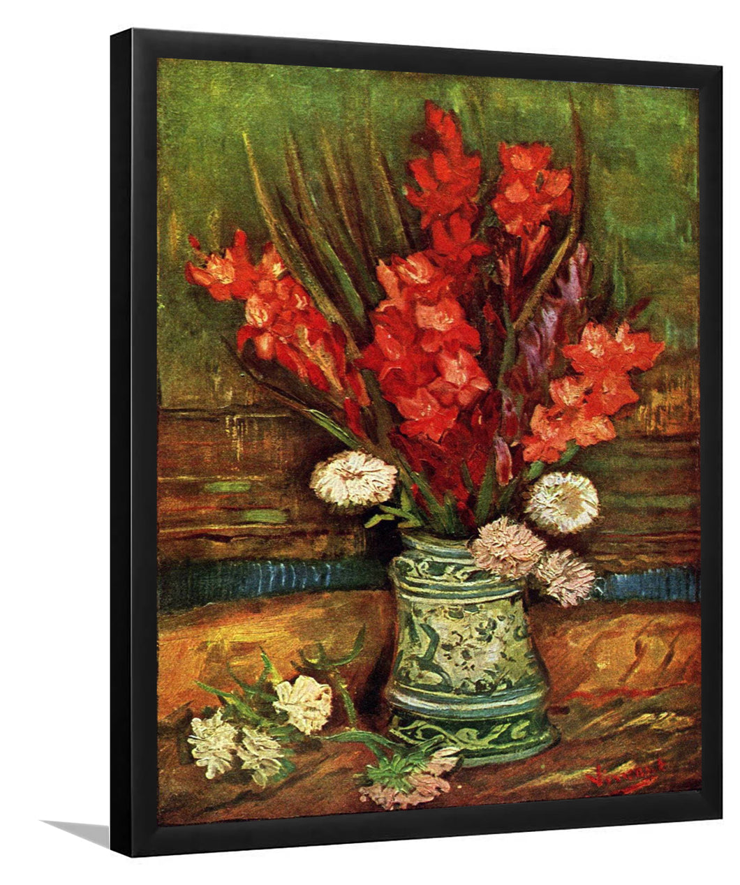 Vase With Red Gladioli By Vincent Van Gogh-Art Print,Frame Art,Plexiglass Cover