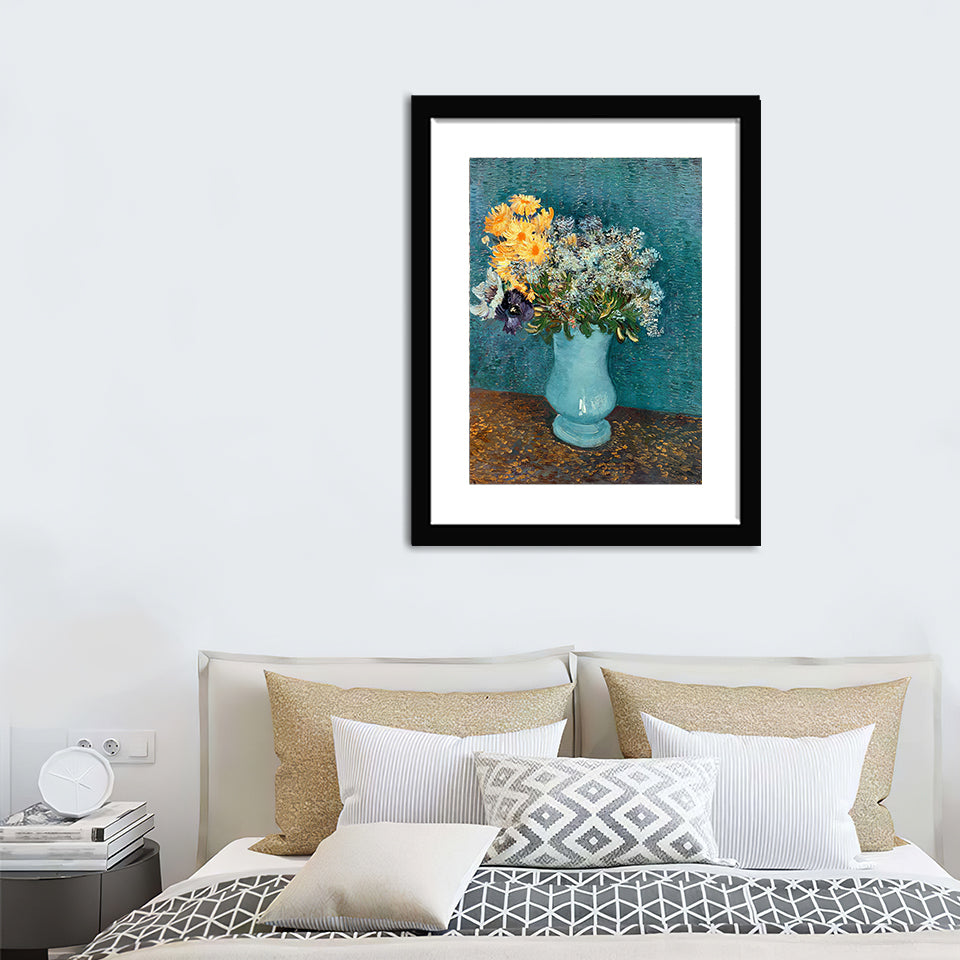 Vase of lilacs daisies and anemones by Vincent Van Gogh - Art Prints, Framed Prints, Wall Art Prints, Frame Art