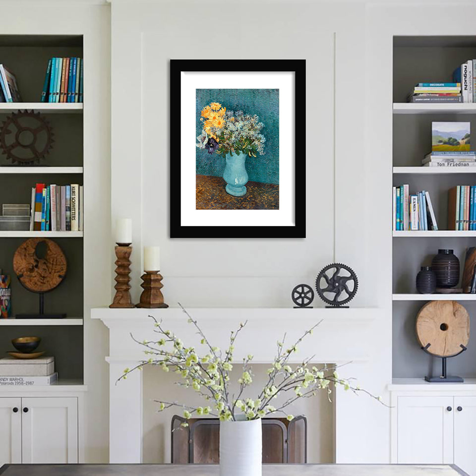 Vase of lilacs daisies and anemones_Vincent Van Gogh-Art Print,Frame Art,Plexiglass Cover