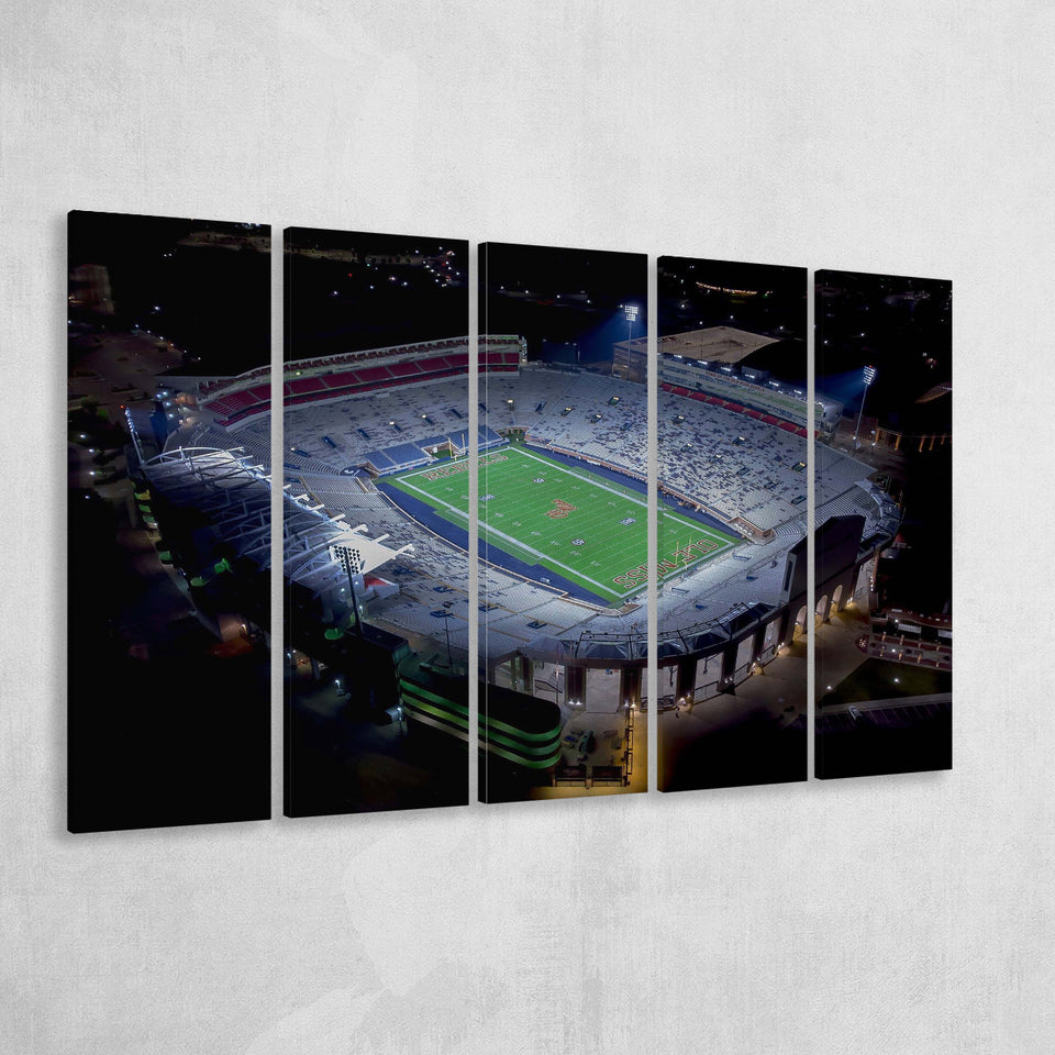 Vaught Hemingway Stadium Canvas Prints Ole Miss Rebels Wall,Multi Panels B,Sport Stadium Art Prints, Fan Gift