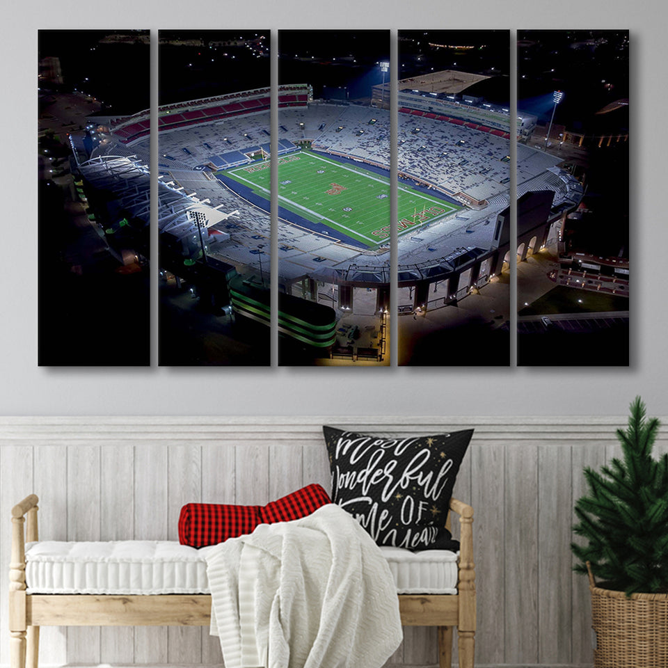 Vaught Hemingway Stadium Canvas Prints Ole Miss Rebels Wall,Multi Panels B,Sport Stadium Art Prints, Fan Gift