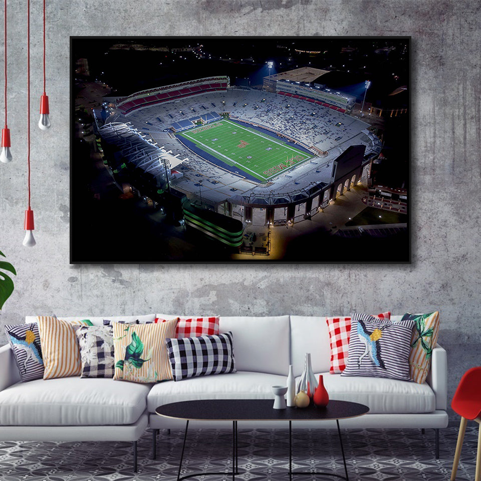 Vaught Hemingway Stadium Framed Canvas Prints Ole Miss Rebels Wall,Sport Stadium Art Prints, Fan Gift
