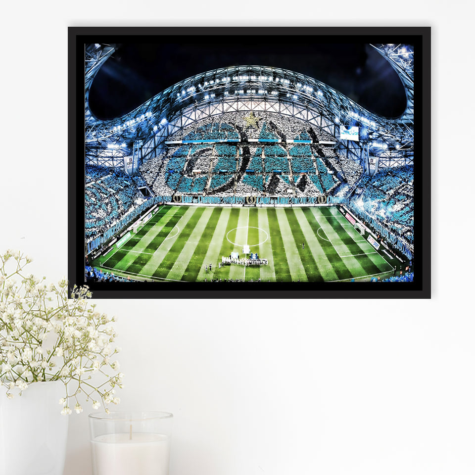 Velodrome, Match, Full Stadium, Olympique Marseille Stadium, Soccer Framed Canvas Prints Wall Art - Painting Canvas,Wall Decor,Floating Frame