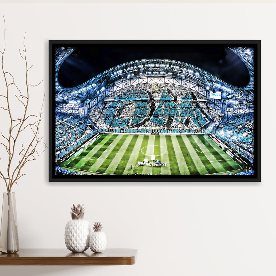 Velodrome, Match, Full Stadium, Olympique Marseille Stadium, Soccer Framed Canvas Prints Wall Art - Painting Canvas,Wall Decor,Floating Frame