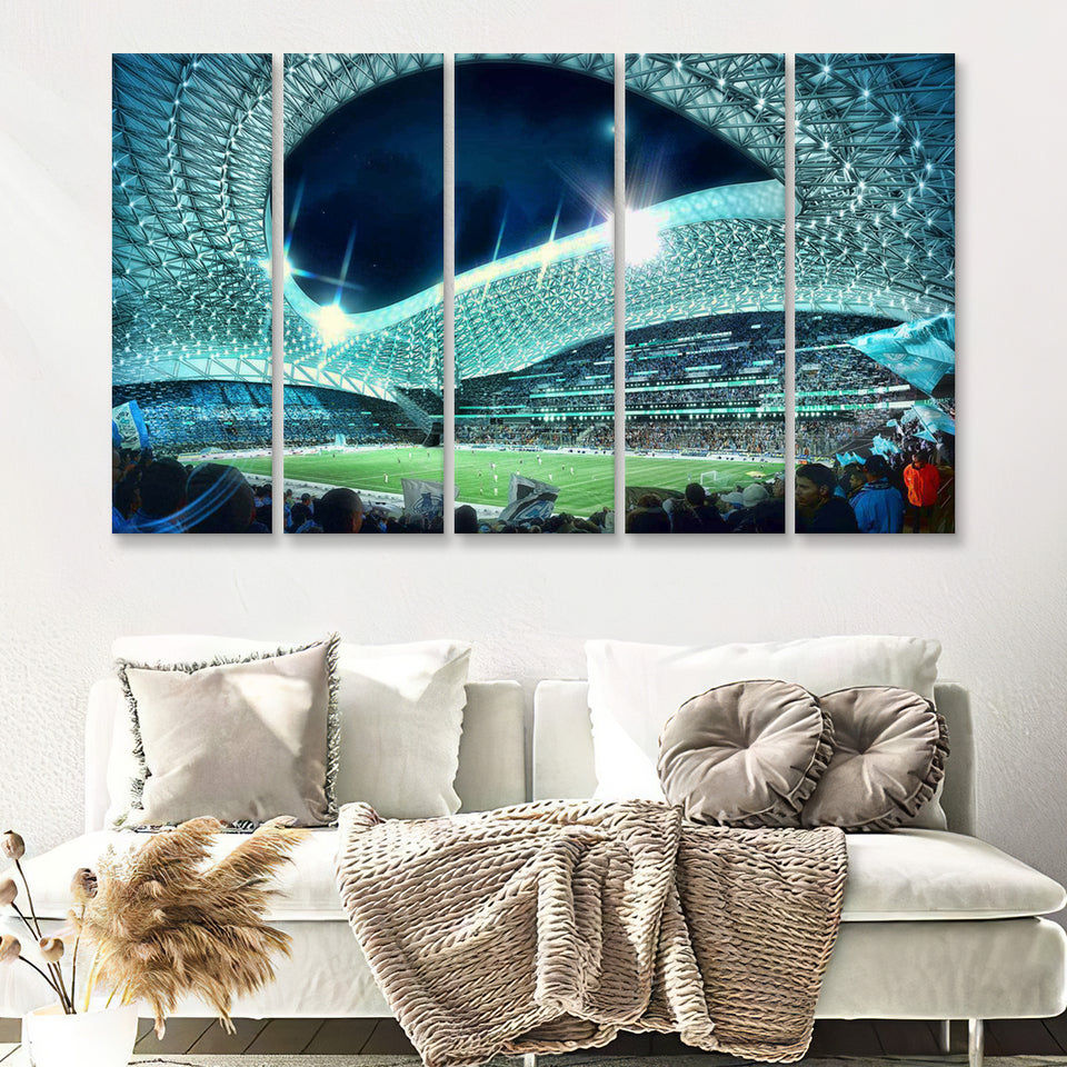 Velodrome, Night, Match, Olympique Marseille Stadium 5 Pieces B Canvas Prints Wall Art - Painting Canvas,Multi Panel, Fan Gift