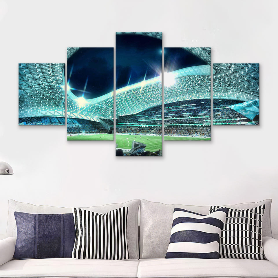 Velodrome, Night, Match, Olympique Marseille Stadium 5 Pieces Canvas Prints Wall Art - Painting Canvas, Multi Panel, Fan Gift