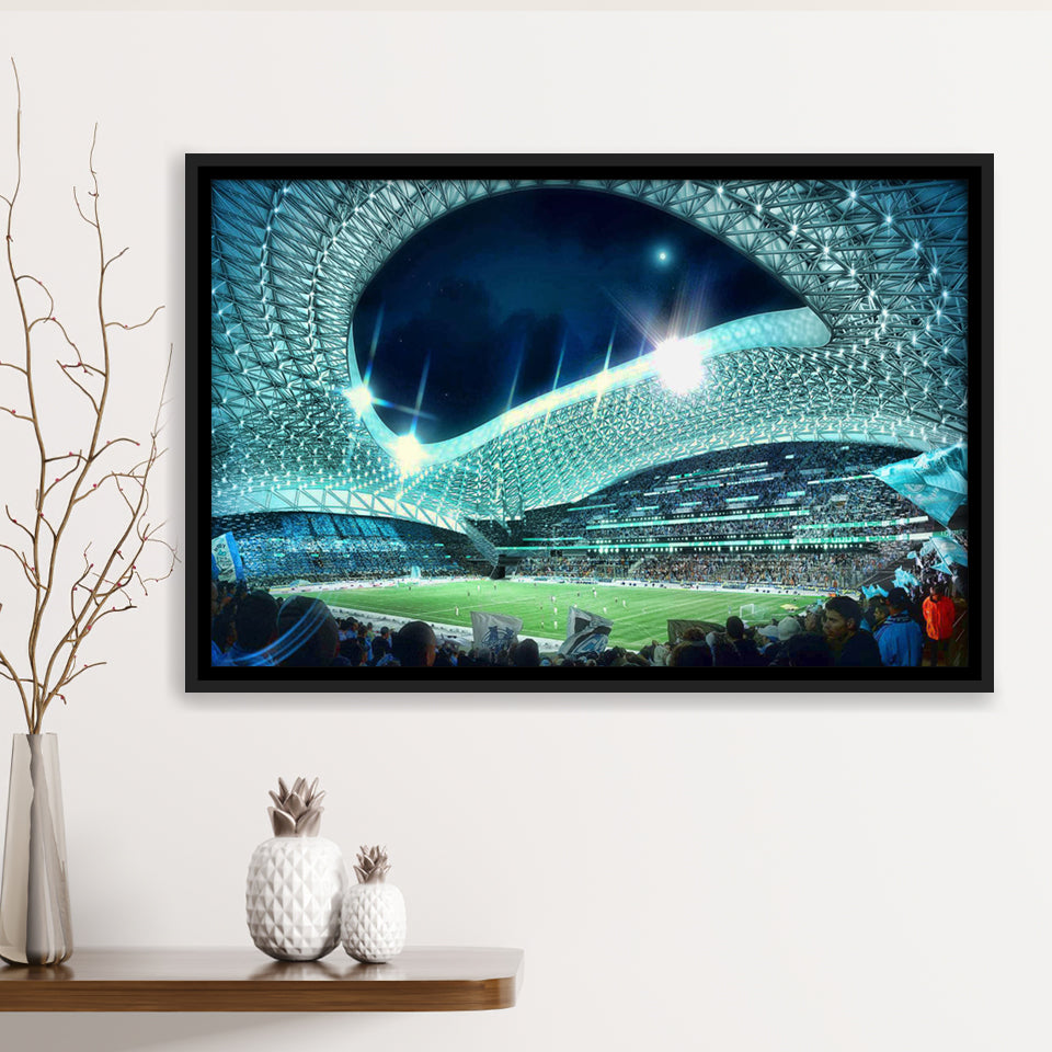 Velodrome, Night, Match, Olympique Marseille Stadium Framed Canvas Prints Wall Art - Painting Canvas, Wall Decor,Floating Frame