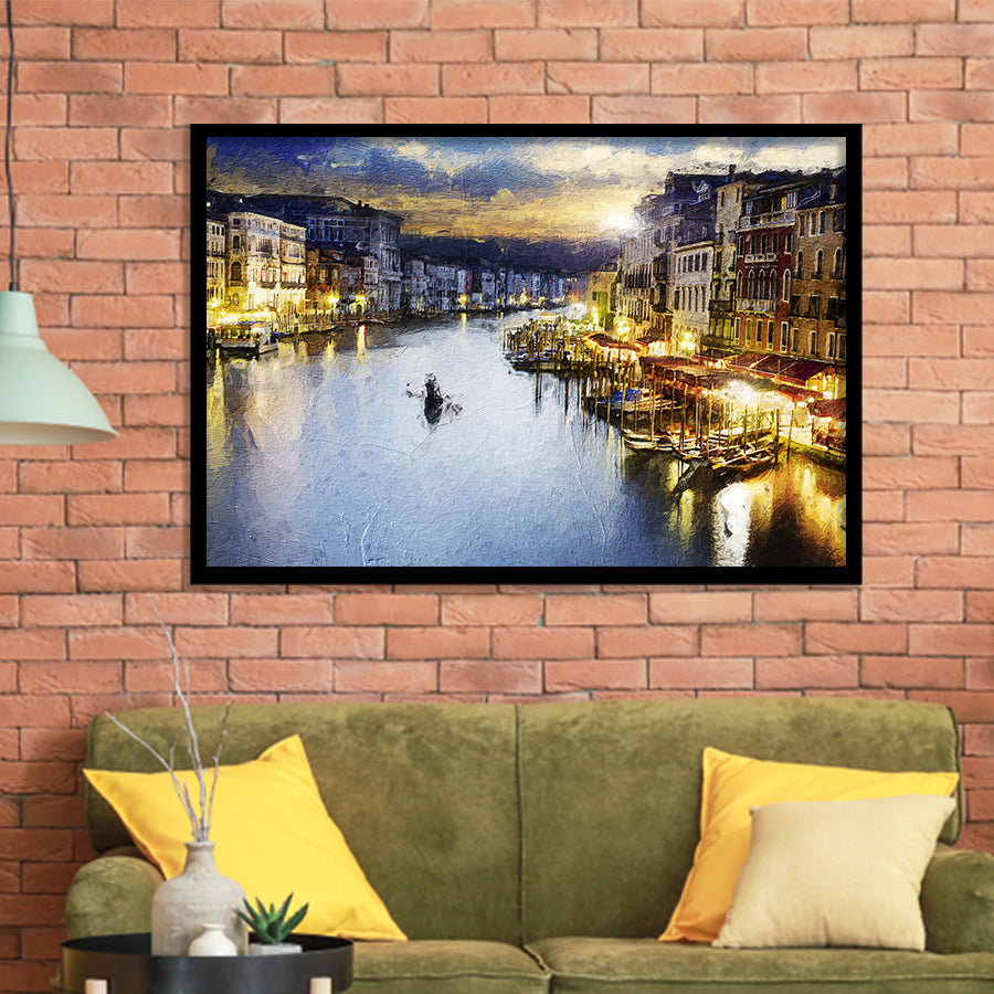 Venice City at Night Framed Art Prints Wall Decor - Painting Prints, Framed Picture, Home Decor