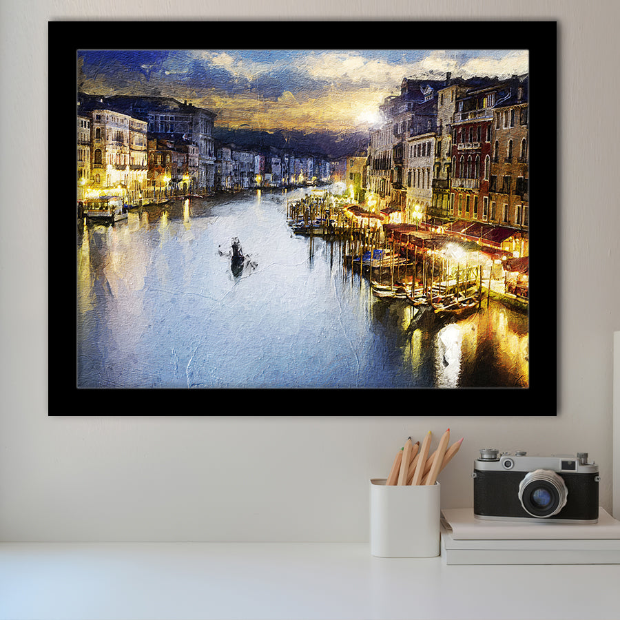 Venice City at Night Framed Art Prints Wall Decor - Painting Prints, Framed Picture, Home Decor