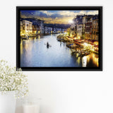 Venice City at Night Framed Canvas Prints Wall Art Decor - Paiting Canvas, Art Prints, Floating Frame
