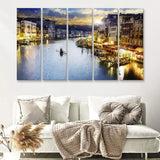 Venice City at Night 5 Piece B Canvas Prints Wall Art Decor - Painting Canvas, Multi Panels