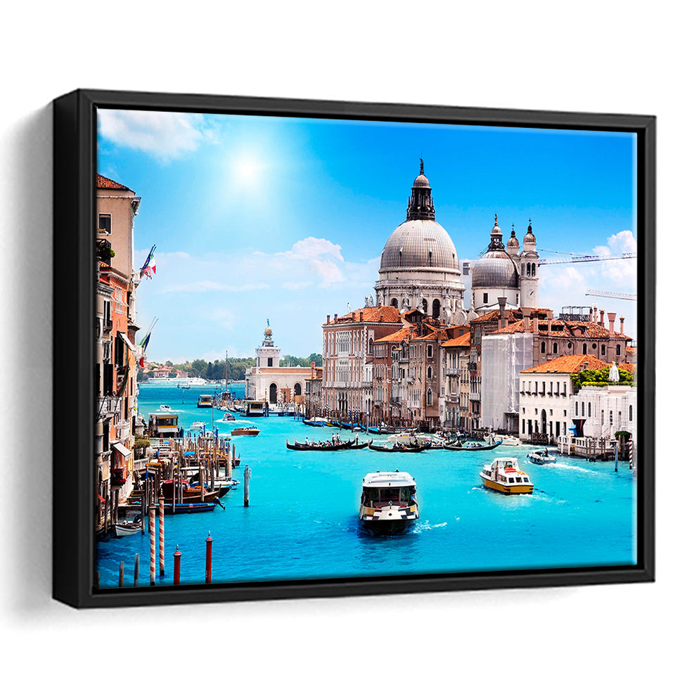 Venice Cityscape Framed Canvas Prints Wall Art Decor, Framed Picture, Floating Frame