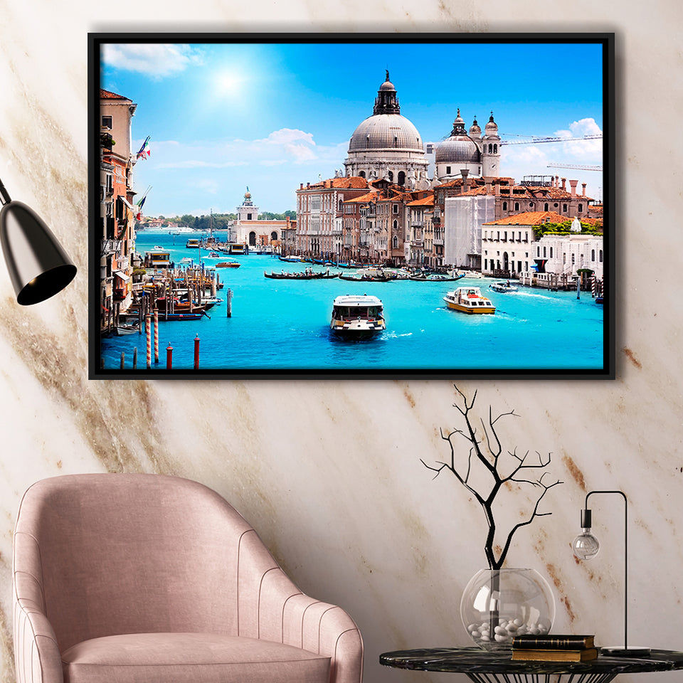 Venice Cityscape Framed Canvas Prints Wall Art Decor, Framed Picture, Floating Frame
