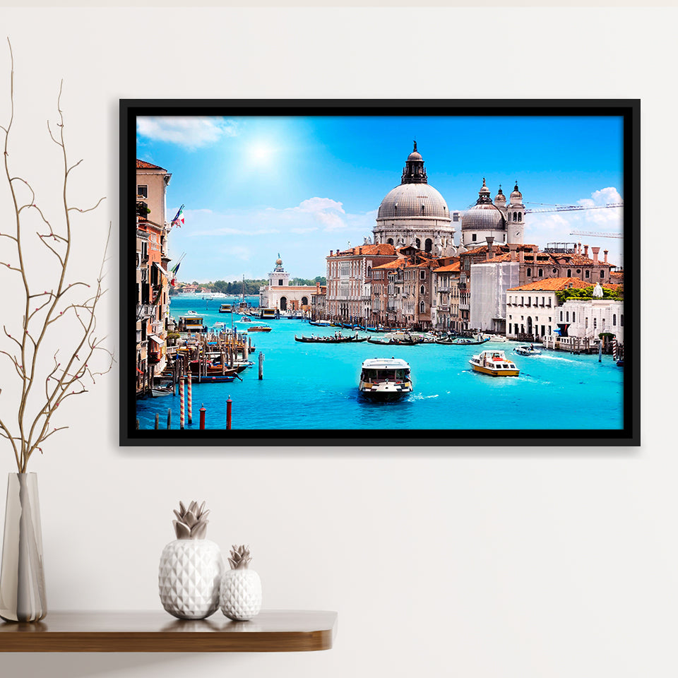 Venice Cityscape Framed Canvas Prints Wall Art Decor, Framed Picture, Floating Frame