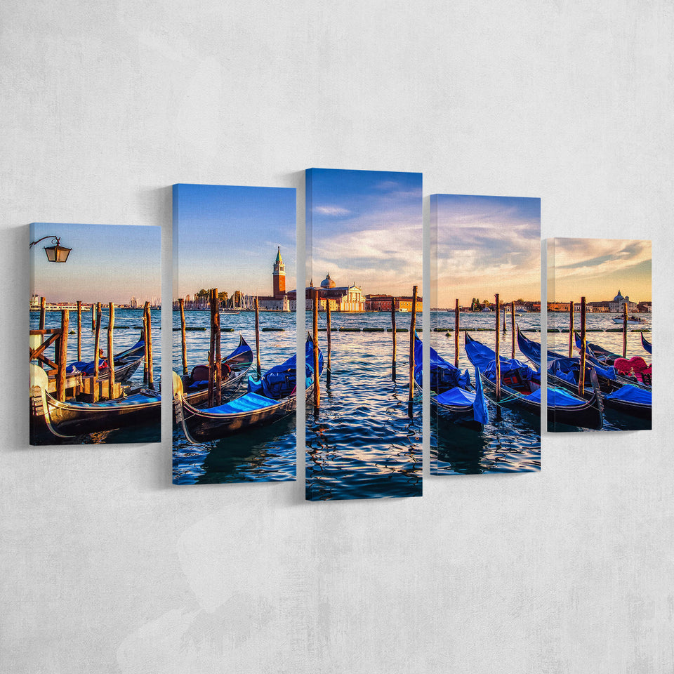 Venice Grand Canal Italy 5 Piece Canvas Prints Wall Art Decor, Multi Panels, Mixed Canvas