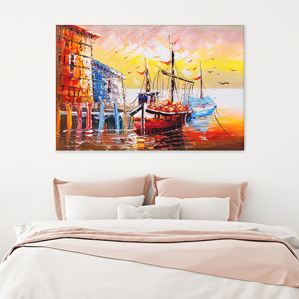 Venice Italy Boat Ship On The Bearch Canvas Wall Art - Canvas Prints, Prints For Sale, Painting Canvas,Canvas On Sale