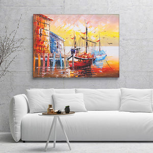 Venice Italy Boat Ship On The Bearch Canvas Wall Art - Canvas Prints, Prints For Sale, Painting Canvas,Canvas On Sale