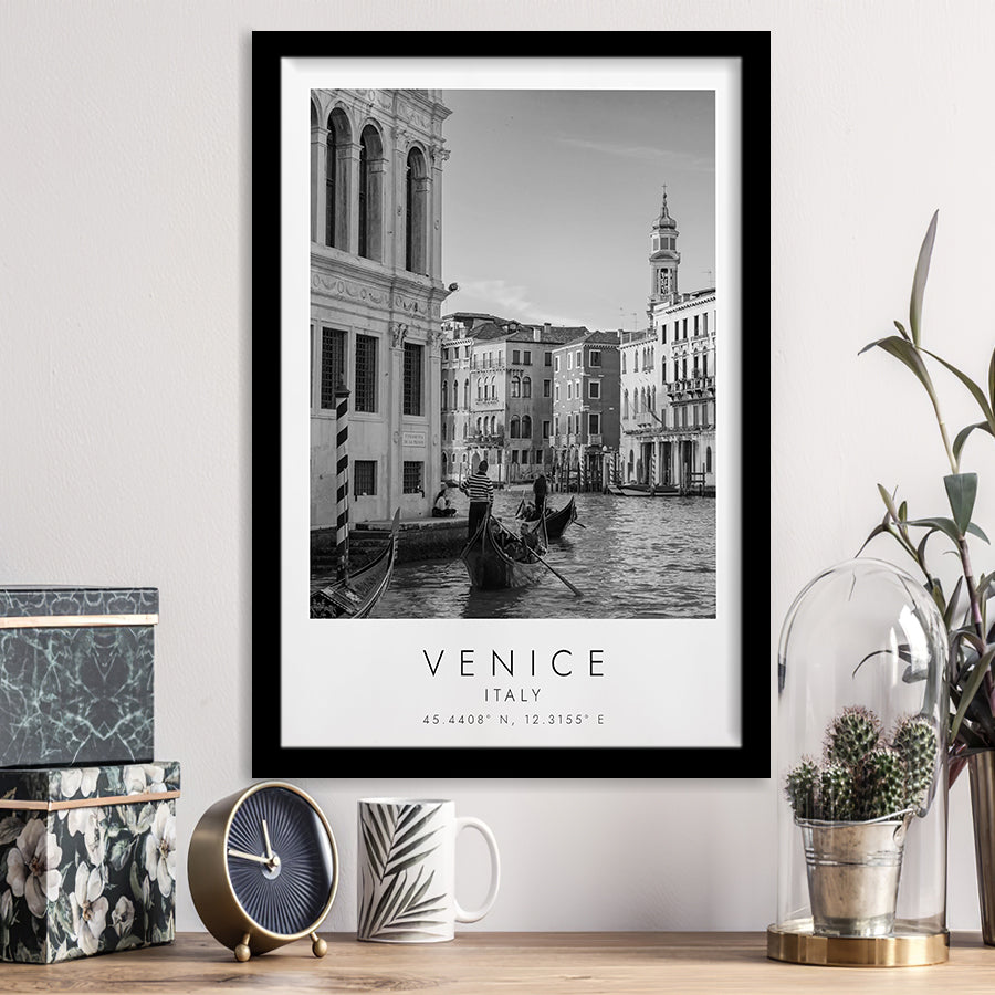 Venice Italy Black And White Art Framed Art Prints Wall Art Decor, Framed Picture