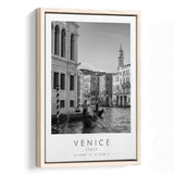 Venice Italy Black And White Art Framed Canvas Prints Wall Art Home Decor, Floating Frame