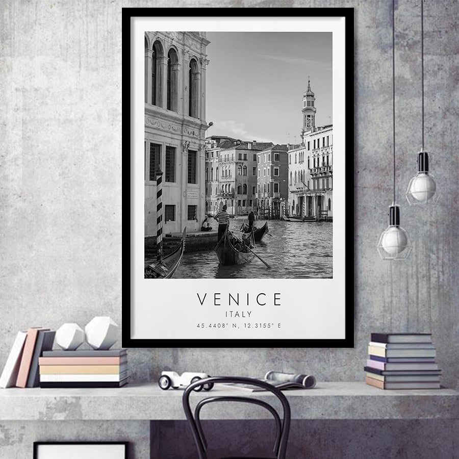 Venice Italy Black And White Art Framed Art Prints Wall Art Decor, Framed Picture