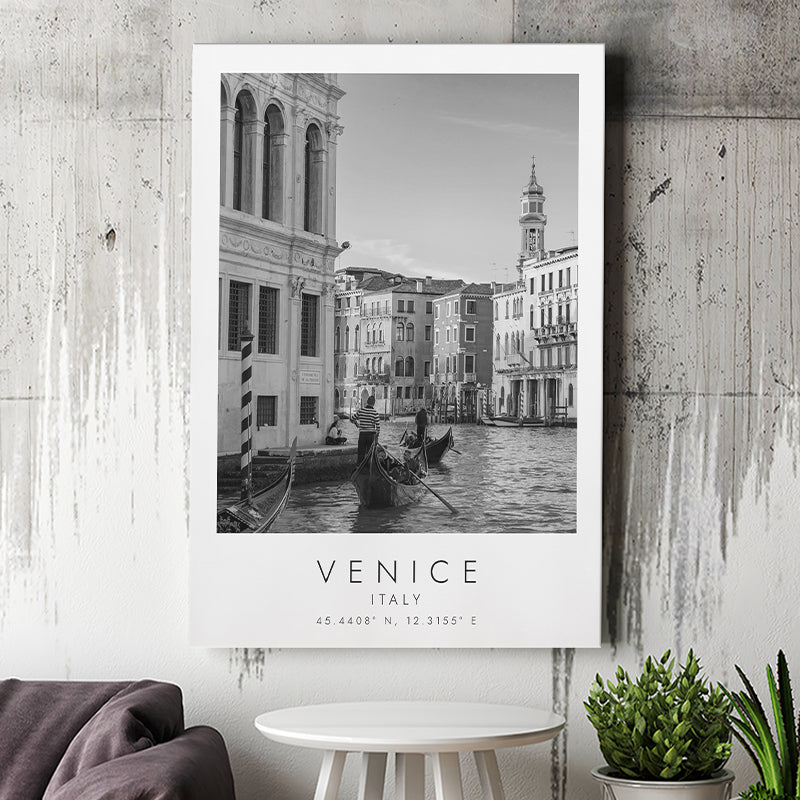 Venice Italy Black And White Art Canvas Prints Wall Art Home Decor