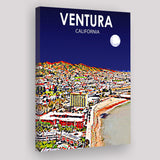 Ventura California Art Night Landscape ,City Art Print, Large Canvas, Canvas Print Wall Art Home Decor
