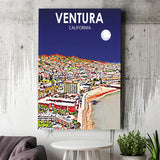 Ventura California Art Night Landscape ,City Art Print, Large Canvas, Canvas Print Wall Art Home Decor