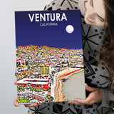 Ventura California Art Night Landscape ,City Art Print, Large Canvas, Canvas Print Wall Art Home Decor