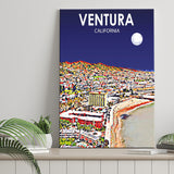 Ventura California Art Night Landscape ,City Art Print, Large Canvas, Canvas Print Wall Art Home Decor