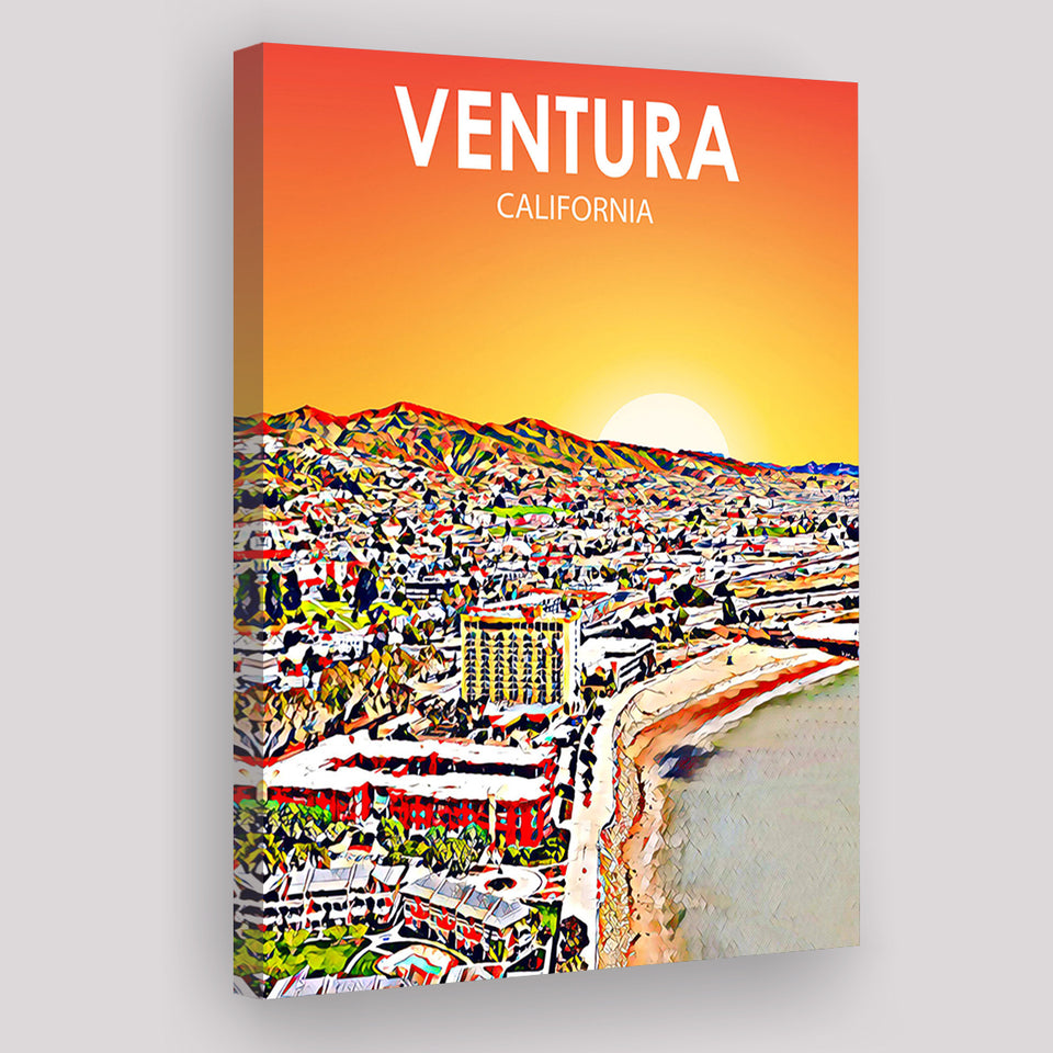 Ventura California Art Sunset Landscape ,City Art Print, Large Canvas, Canvas Print Wall Art Home Decor