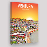 Ventura California Art Sunset Landscape ,City Art Print, Large Canvas, Canvas Print Wall Art Home Decor