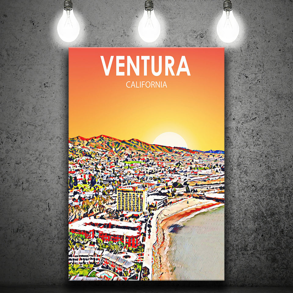 Ventura California Art Sunset Landscape ,City Art Print, Large Canvas, Canvas Print Wall Art Home Decor