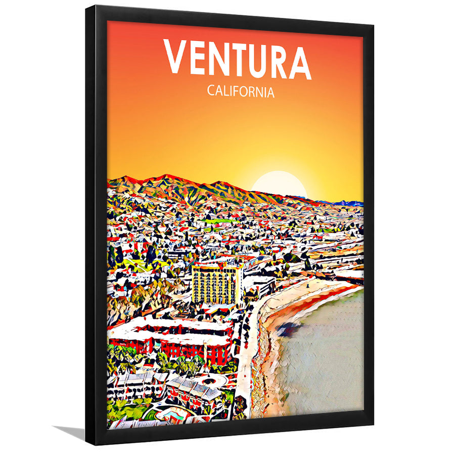 Ventura California Art Sunset Landscape, City Art Print, Framed Art Print Wall Art Home Decor, Framed Picture
