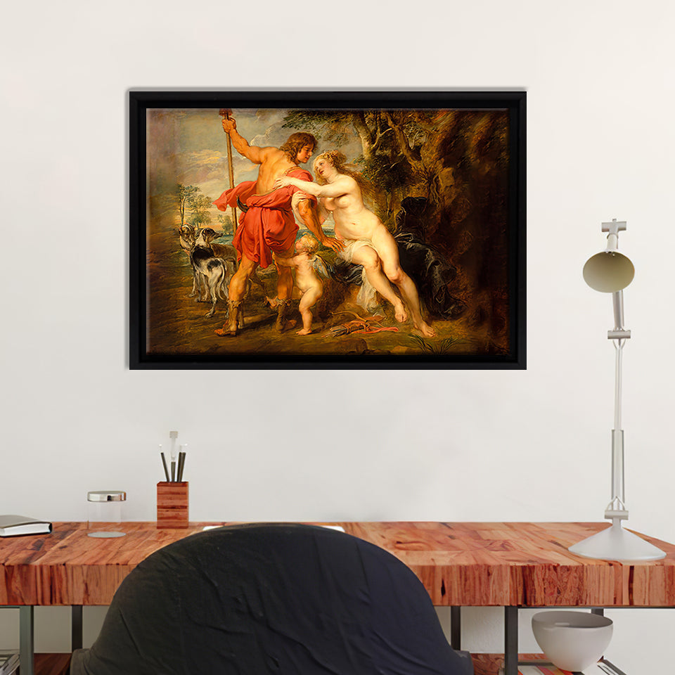 Venus And Adonis By Peter Paul Rubens Framed Canvas Wall Art - Framed Prints, Canvas Prints, Prints for Sale, Canvas Painting