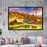 Vermont Usa Early Autumn Rural Scene City Art Watercolor Framed Art Prints Wall Art Decor,Framed Picture