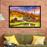 Vermont Usa Early Autumn Rural Scene City Art Watercolor Framed Art Prints Wall Art Decor,Framed Picture