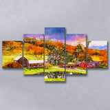 Vermont Usa Early Autumn Rural Scene 5 Pieces Mixed Canvas Prints Wall Art Home Decor