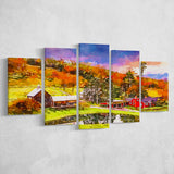 Vermont Usa Early Autumn Rural Scene 5 Pieces Mixed Canvas Prints Wall Art Home Decor