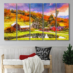 Vermont country painting with popular a white matte 11x14