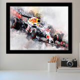 Verstappen 2021 White Car Canvas Print Wall Art F1 Fan Gift Framed Art Prints Wall Decor - Painting Prints,Framed Picture, Home Decor,For Sale