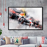 Verstappen 2021 White Car Canvas Print Wall Art F1 Fan Gift Framed Art Prints Wall Decor - Painting Prints,Framed Picture, Home Decor,For Sale