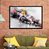 Verstappen 2021 White Car Canvas Print Wall Art F1 Fan Gift Framed Art Prints Wall Decor - Painting Prints,Framed Picture, Home Decor,For Sale