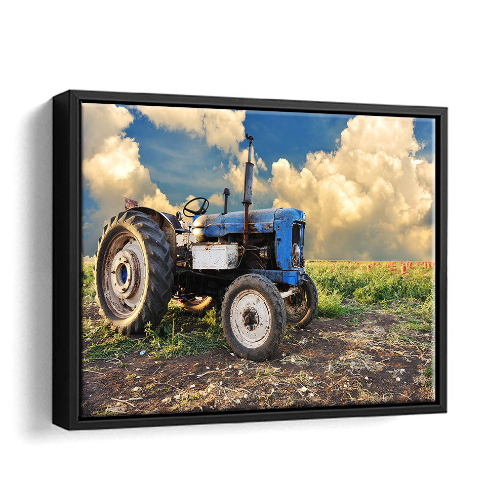 Very Old Tractor In Field Different Parts Canvas Wall Art - Canvas Print, Framed Canvas, Painting Canvas