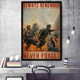 Veteran   Always Remember Never Forget Vertical Framed Framed Art Prints Wall Decor - Painting Prints, Veteran Gift