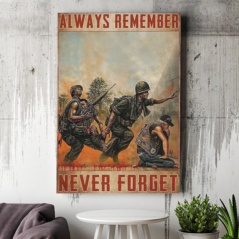 Veteran   Always Remember Never Forget Vertical Canvas Prints Wall Art - Painting Canvas, Wall Decor, For Sale, Home Decor